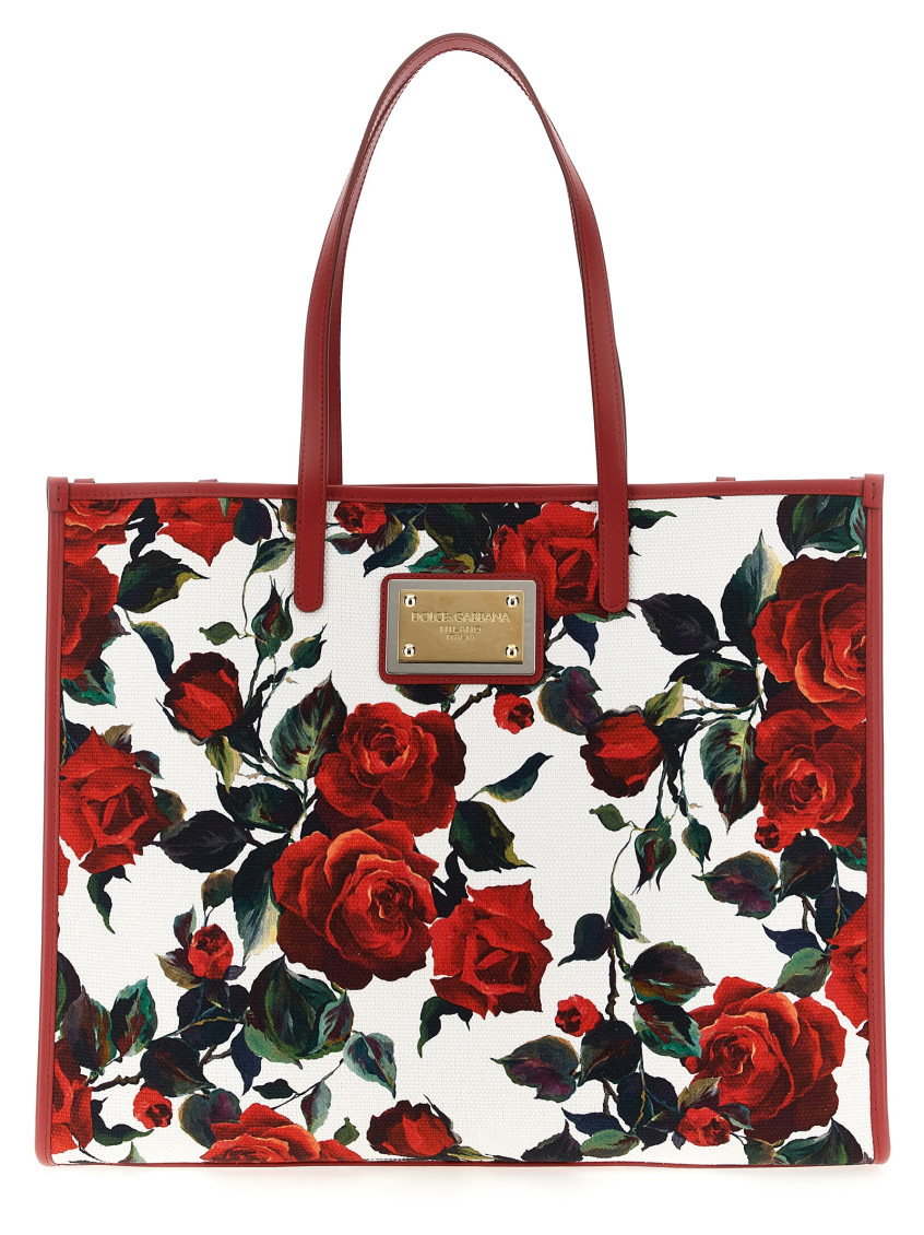 Dolce & Gabbana Large Floral Print Shopping Tote In Multicolor