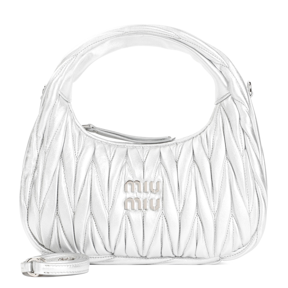 Miu Miu Silver Wander Matelass Hobo In Silver