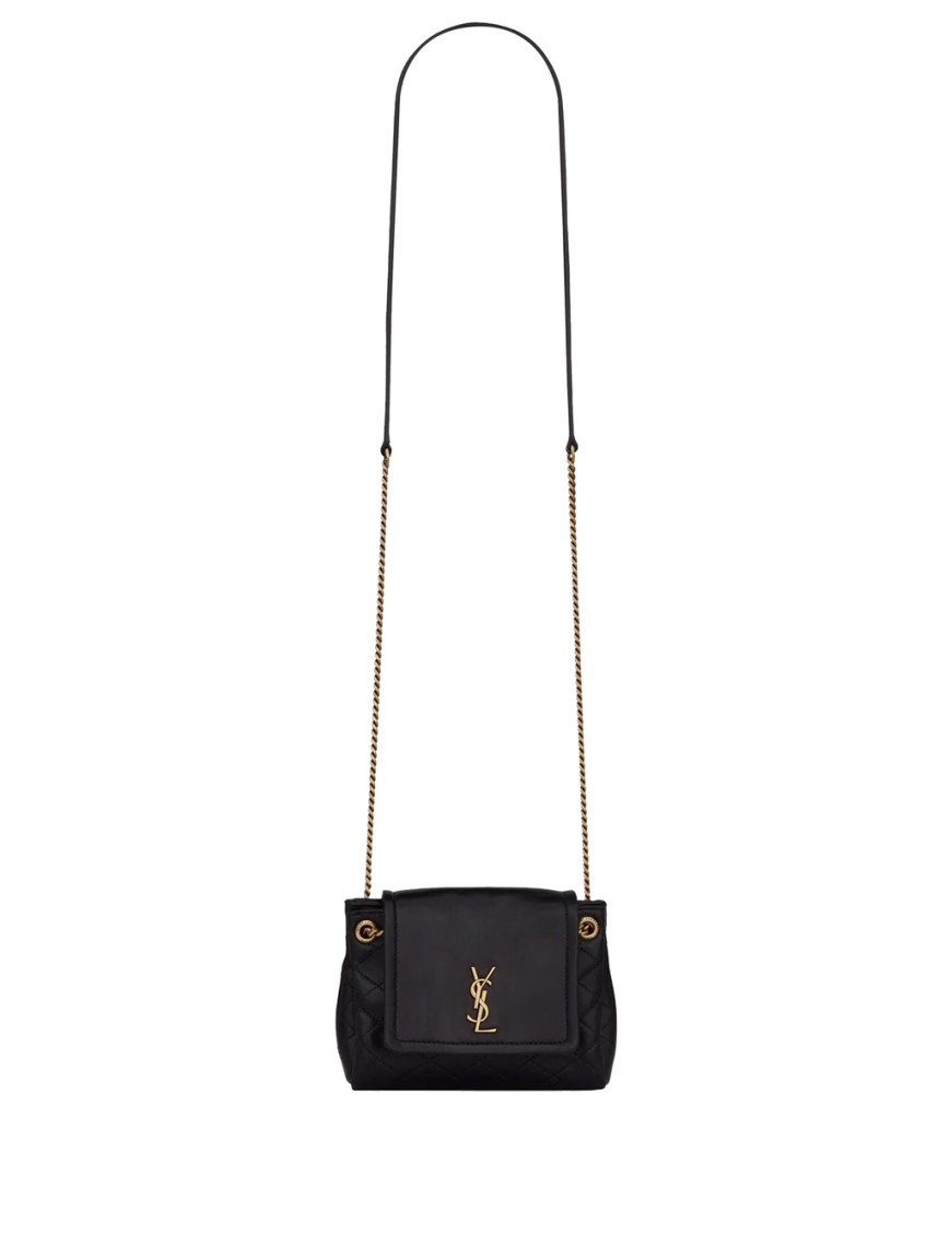 Saint Laurent Front Flap Nolita Mini With Quilted Topstitching Bags In Black