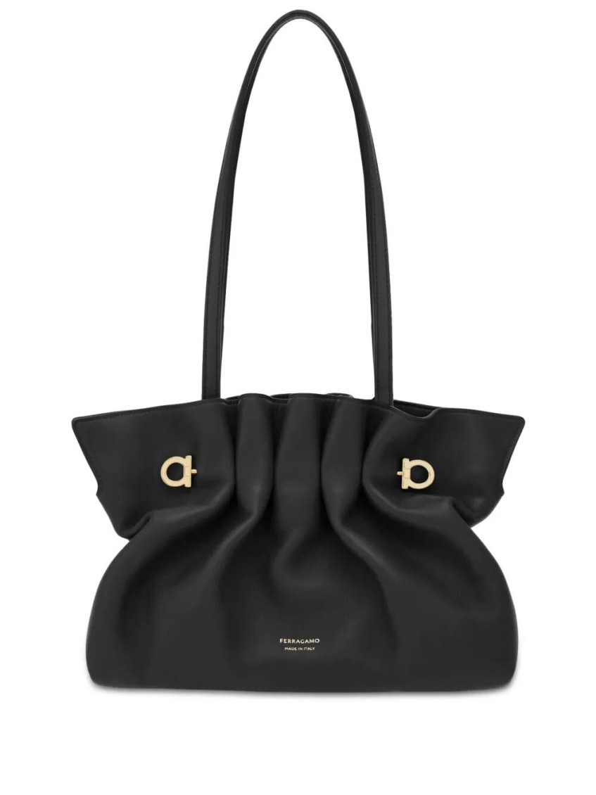 Shop Ferragamo Black Pierc Small Shoulder Bag