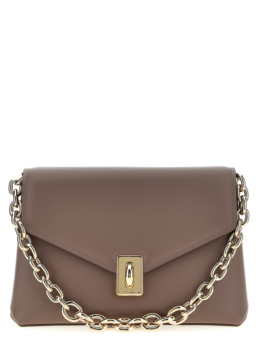 Furla Adjustable Chain Strap Shoulder Bag With Gold-tone Hardware In Grey