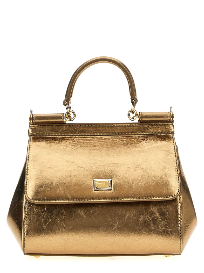 Dolce & Gabbana Golden Sicily Medium Satchel In Golden
