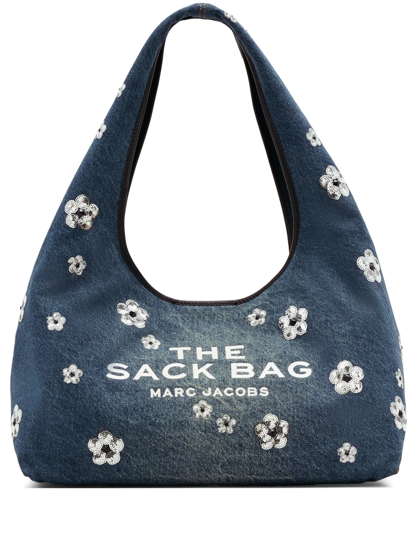 MARC JACOBS DENIM SEQUIN DENIM DAISY SACK BAG