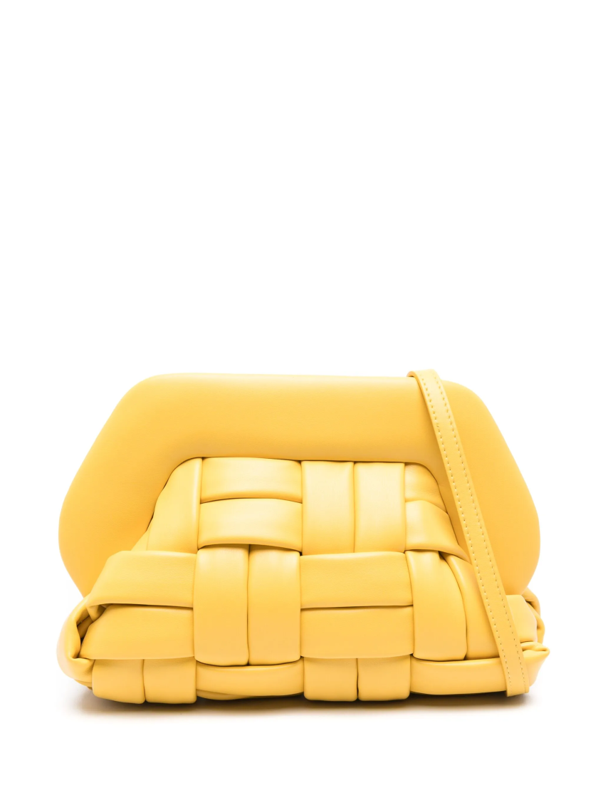 Shop Themoirè Yellow Tia Weaved Clutch