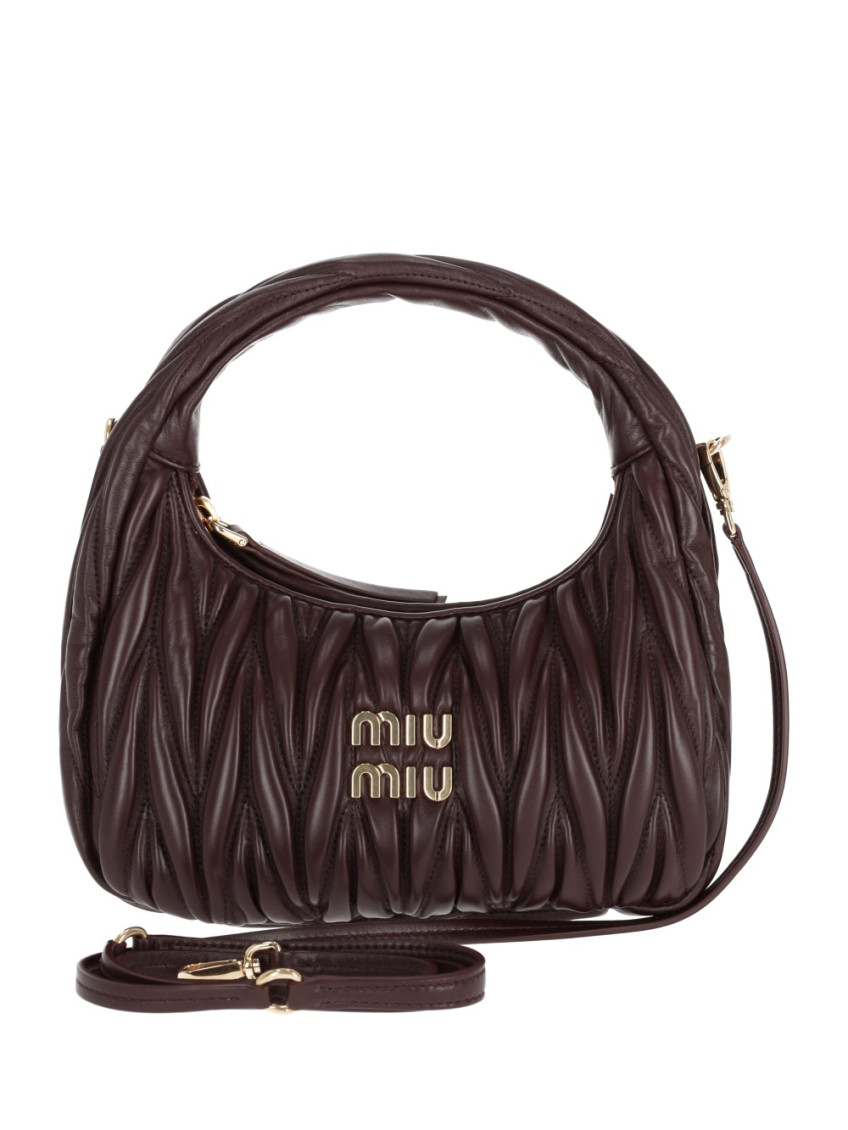 Miu Miu Purple Wander Matelasse Hobo In Brown