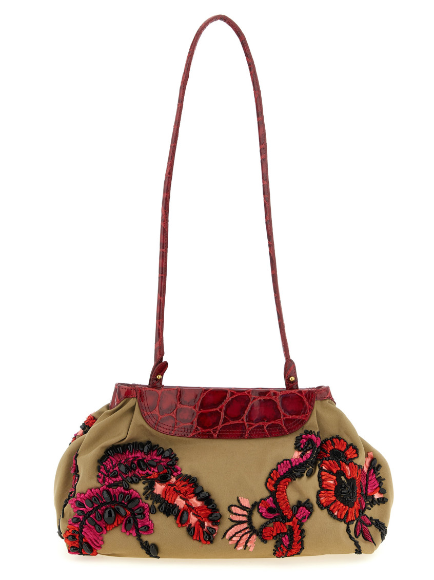 Dries Van Noten Brown Floral Clutch In Multi