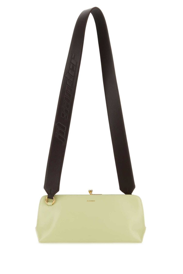 Jil Sander Goji Logo Lettering Shoulder Bag In Light Green