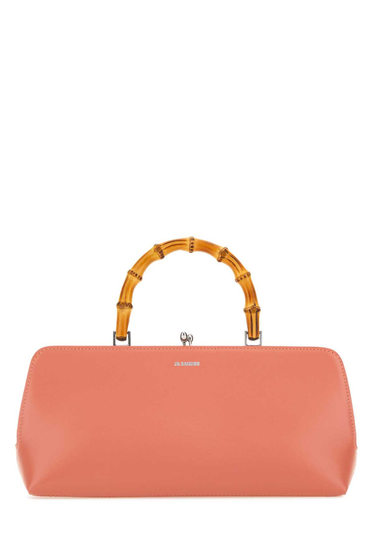 Jil Sander Salmon Leather Small Goji Bamboo Handbag In Pink