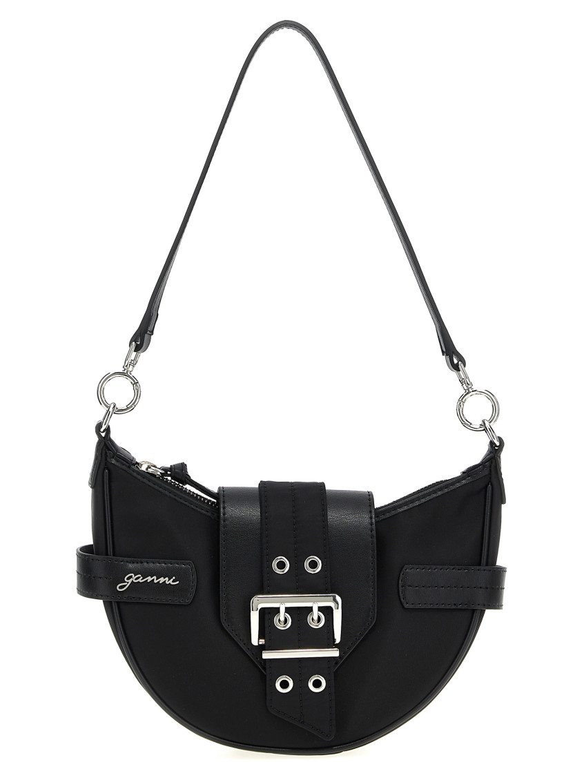 Ganni Bucky Small Nylon Crossbody Bag In Black