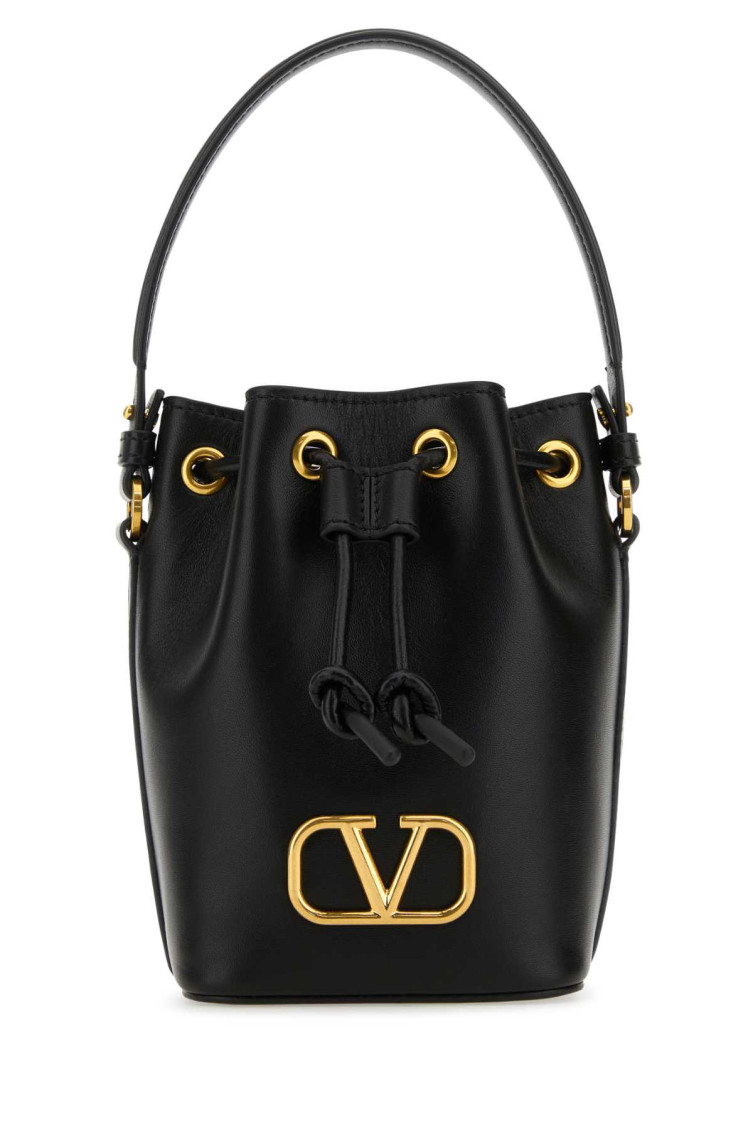Valentino Black Vlogo Signature Bucket Bag In Black