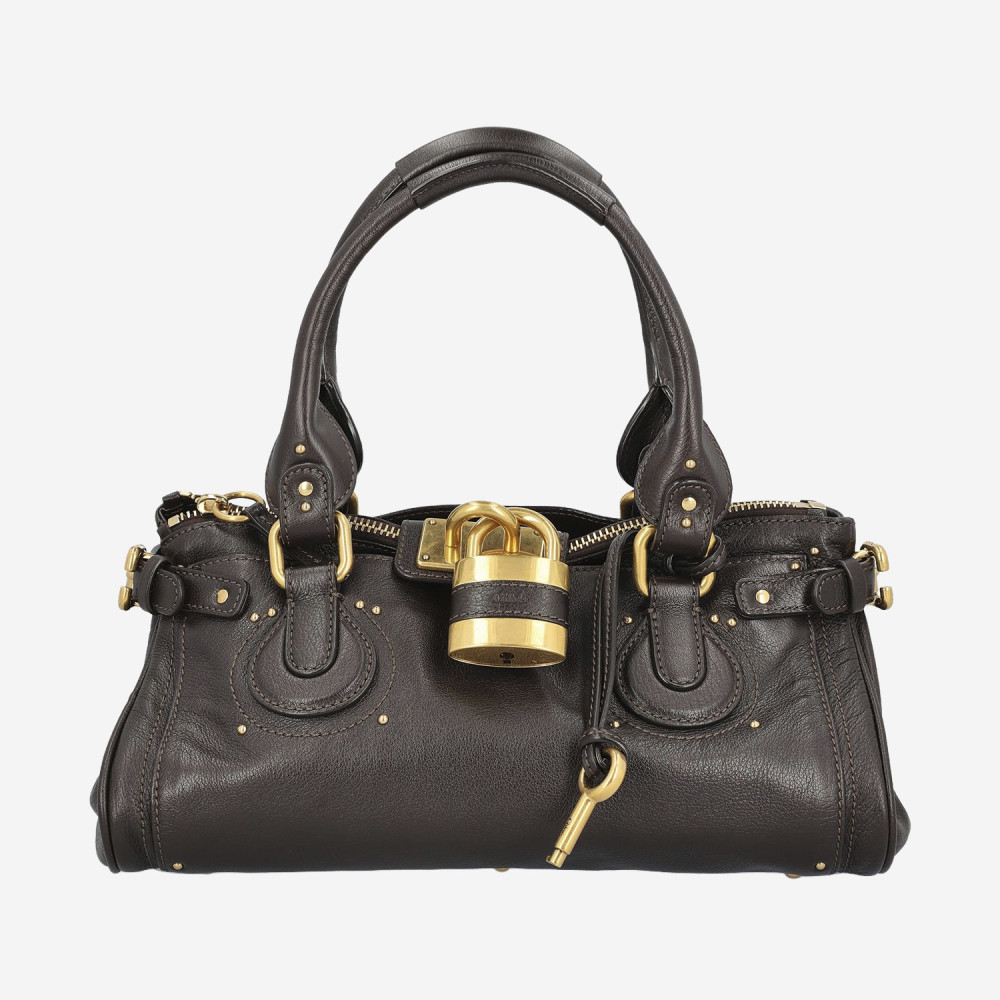Chloé Paddington Padlock Shoulder Bag In Leather In Black