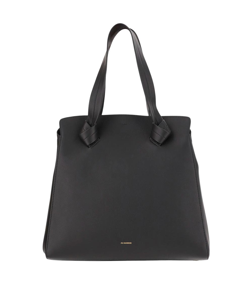 Jil Sander Black Knot Medium Tote In Black