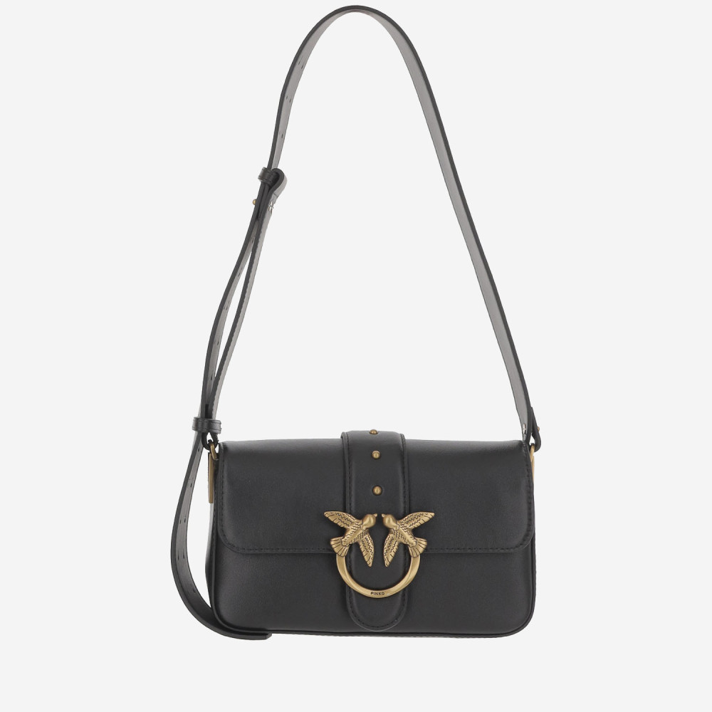 Pinko Black Love One Mini Shoulder Bag In Black