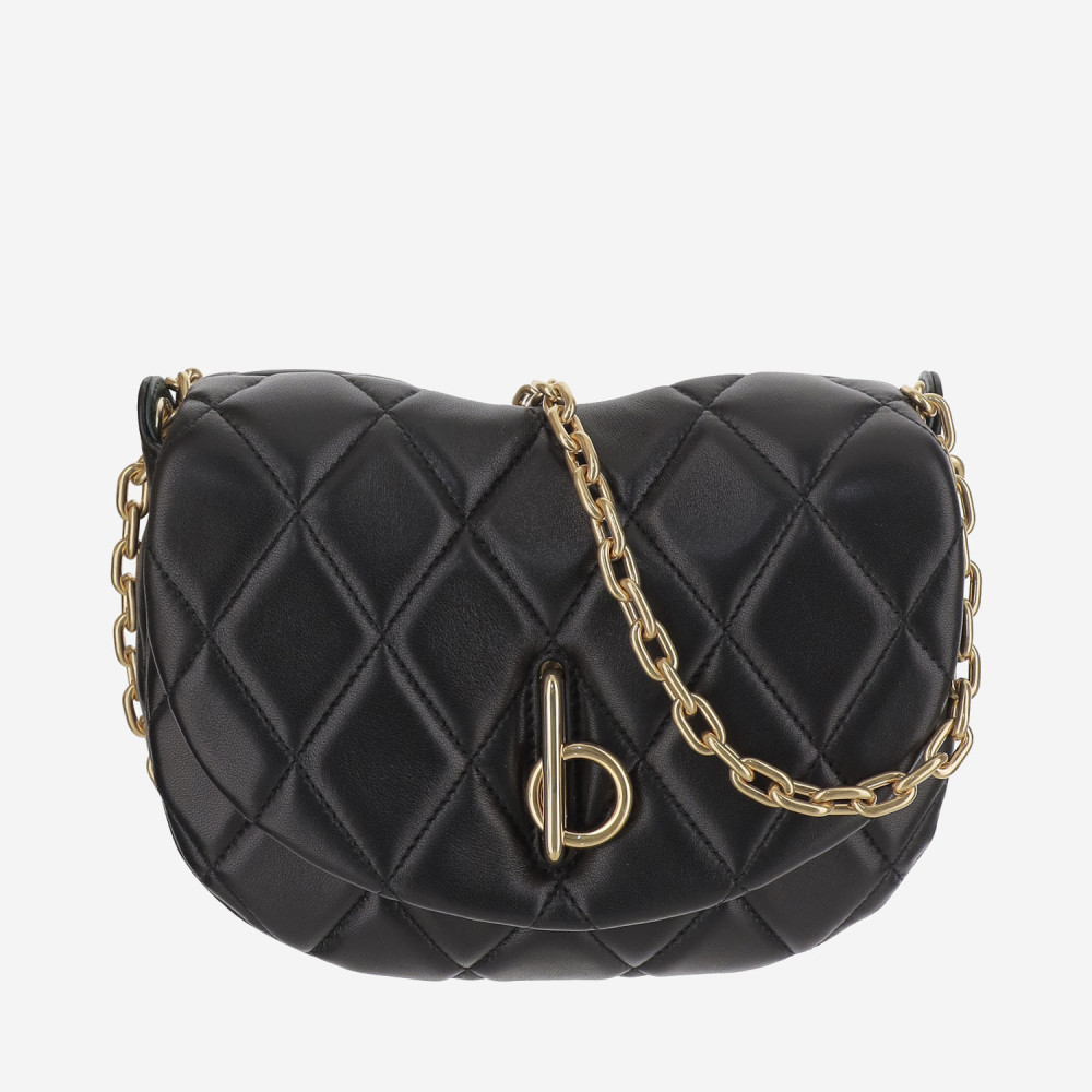 Burberry Black Leather Rocking Horse Shoulder Bag In Black