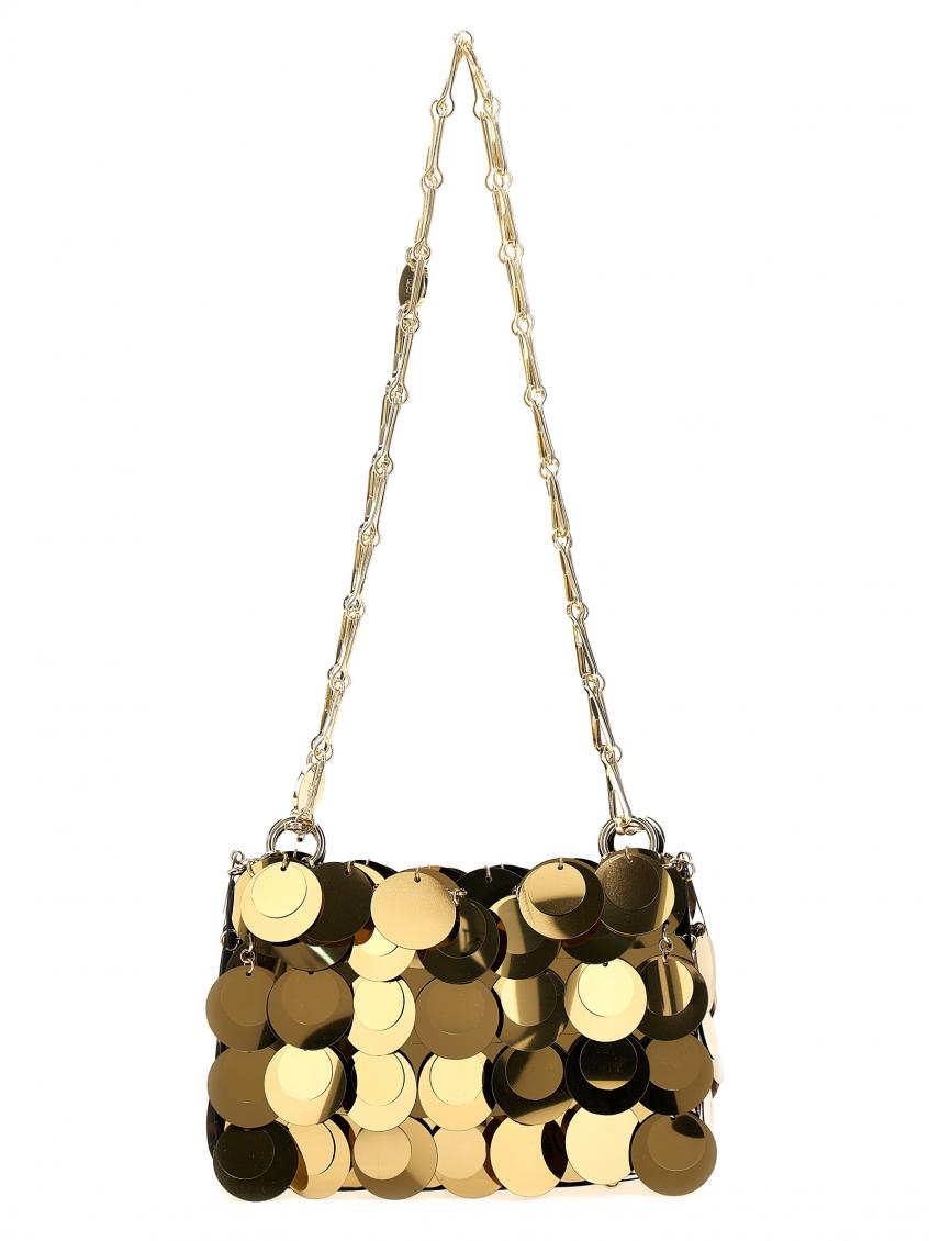 Rabanne Nano Sparkle Discs Shoulder Bag In Golden