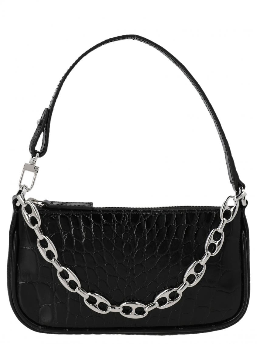 By Far Black Mini Nylon Handbag In Black