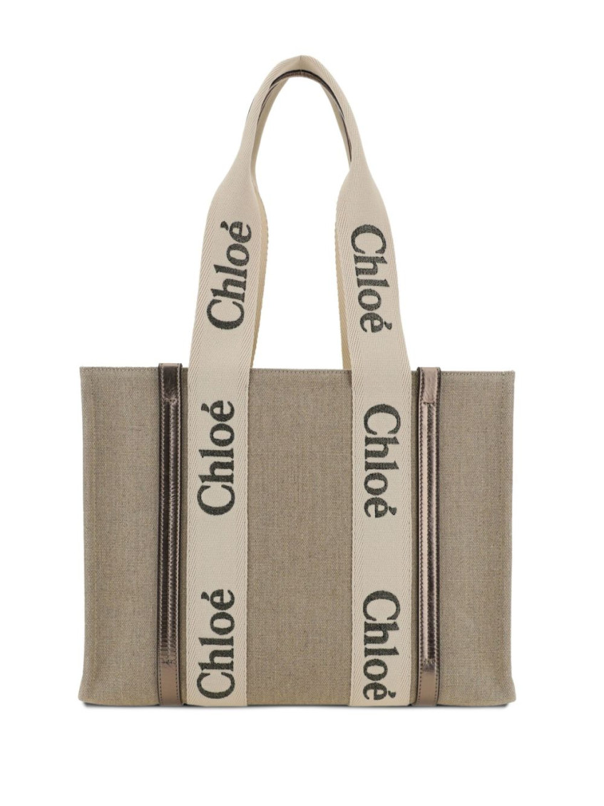 Chloé Grey Woody Tote Bag In Grey