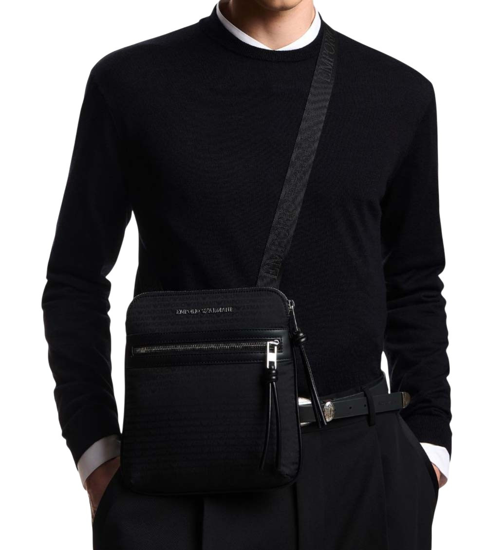 Emporio Armani Black Logo Small Crossbody Bag for Men Online USA