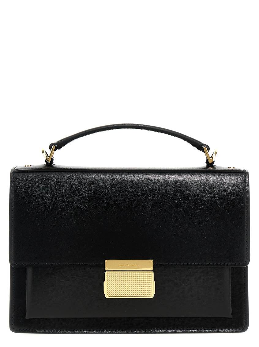 Golden Goose 'venezia' Black Hand Bag With Lettering Logo And Clasp Closure In Black