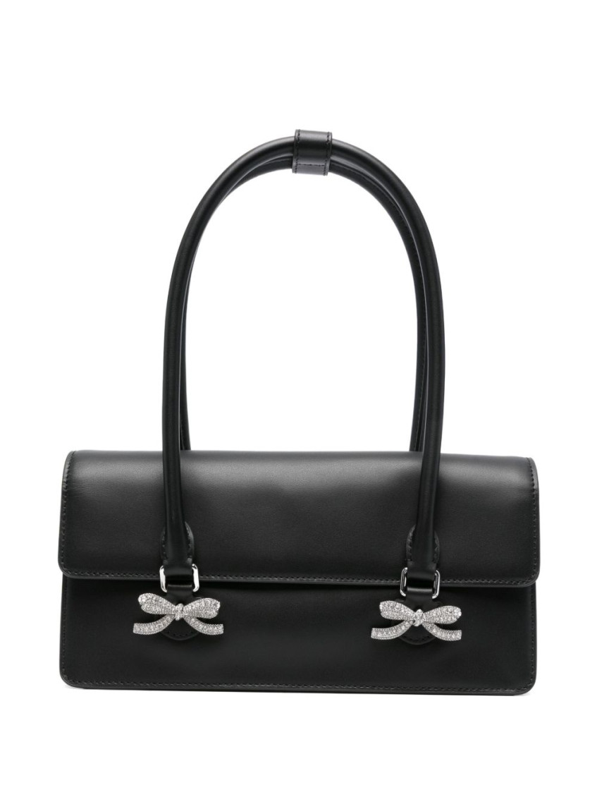Self-portrait Black Crystal-bow Shoulder Bag In Black