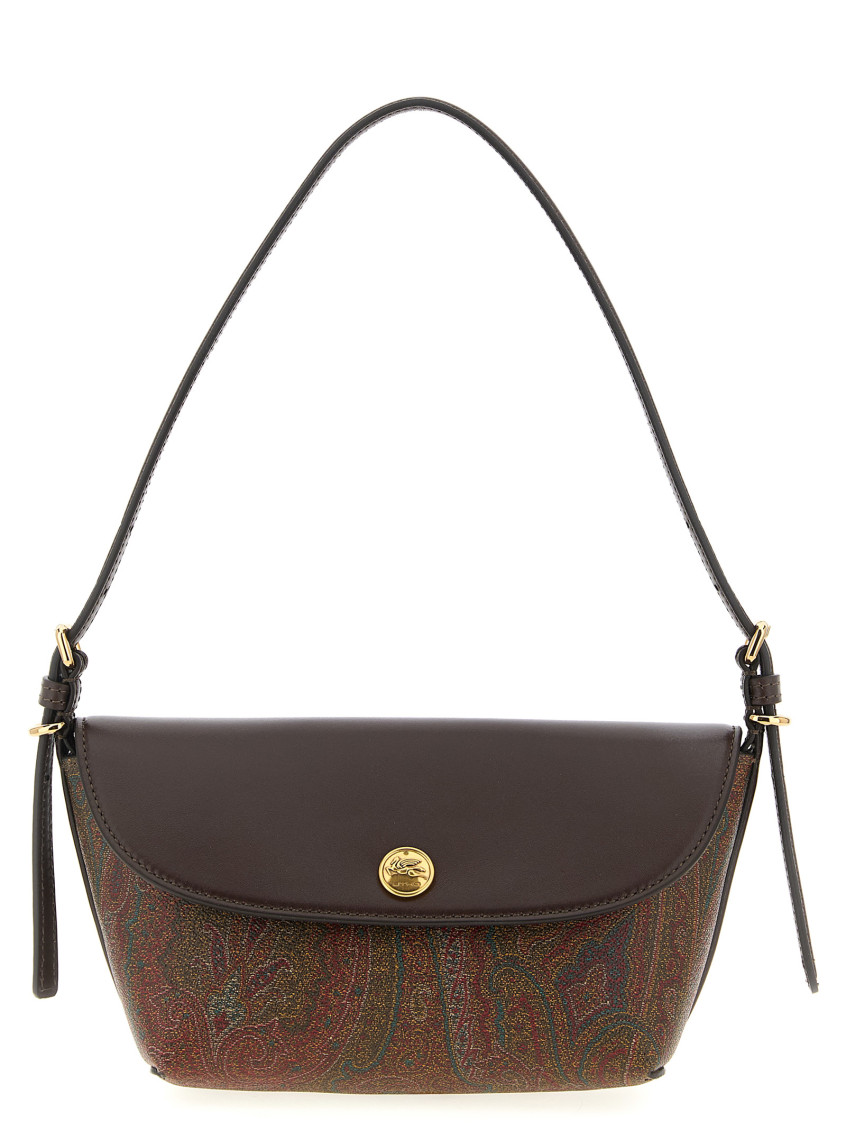 Etro Cotton Blend Shoulder Bag With Paisley Pattern In Brown