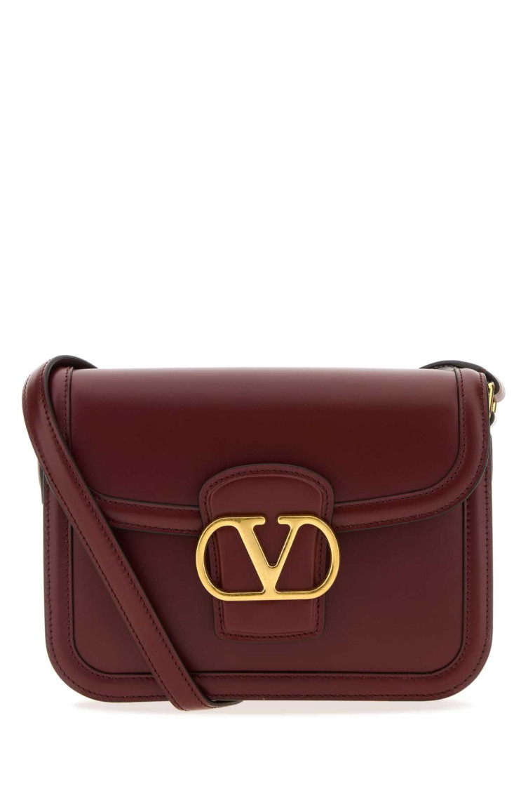 Valentino Womens Brick Ruby 9to5 Small Leather Shoulder Bag In Burgundy