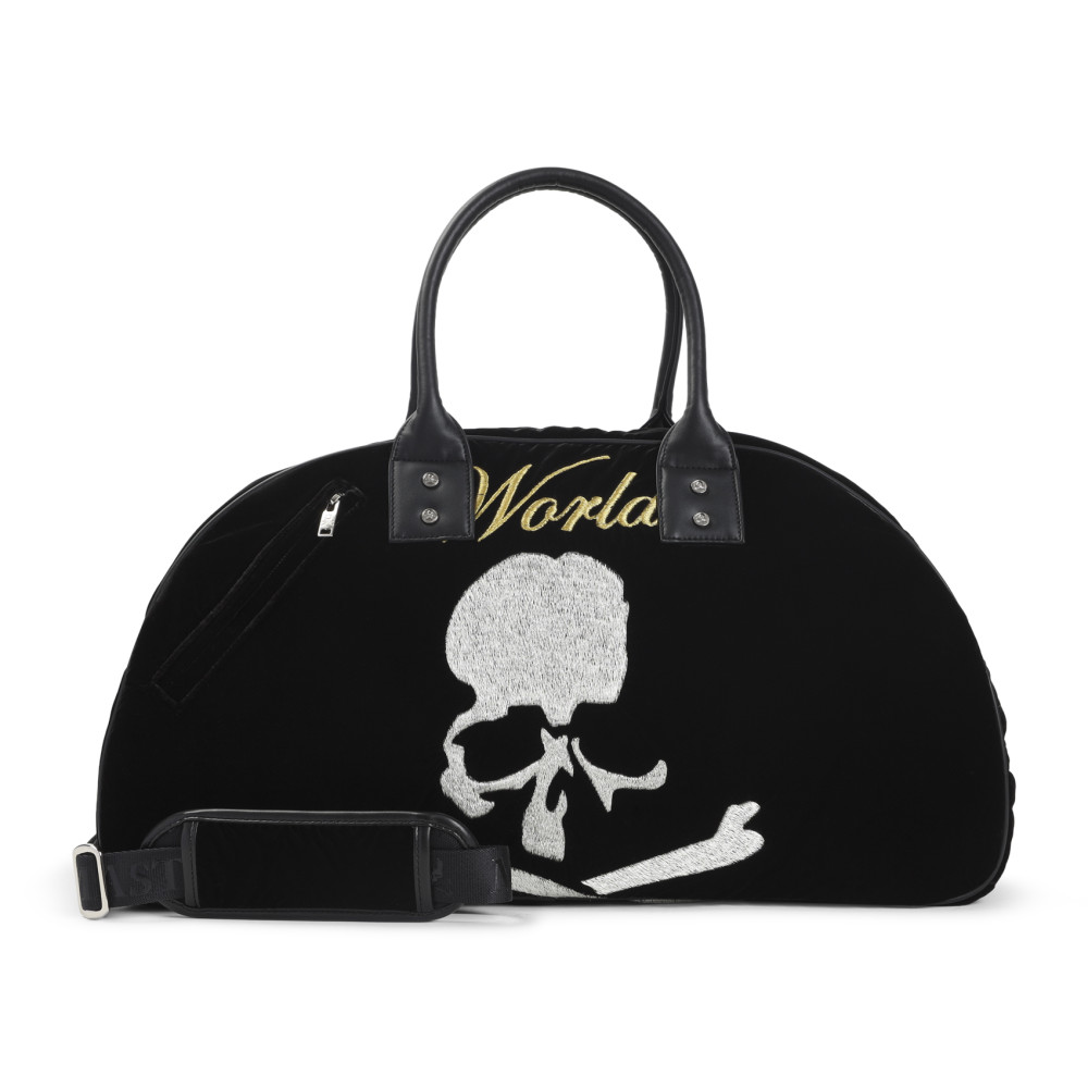 Mastermind Japan Skull Embroidered Velvet Duffle Bag In Black