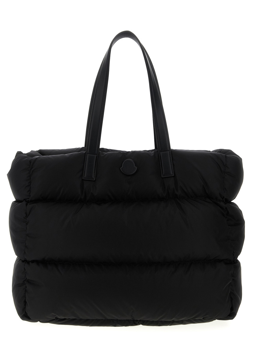 Moncler Padded Tote Bag Adjustable Shoulder Strap In Black