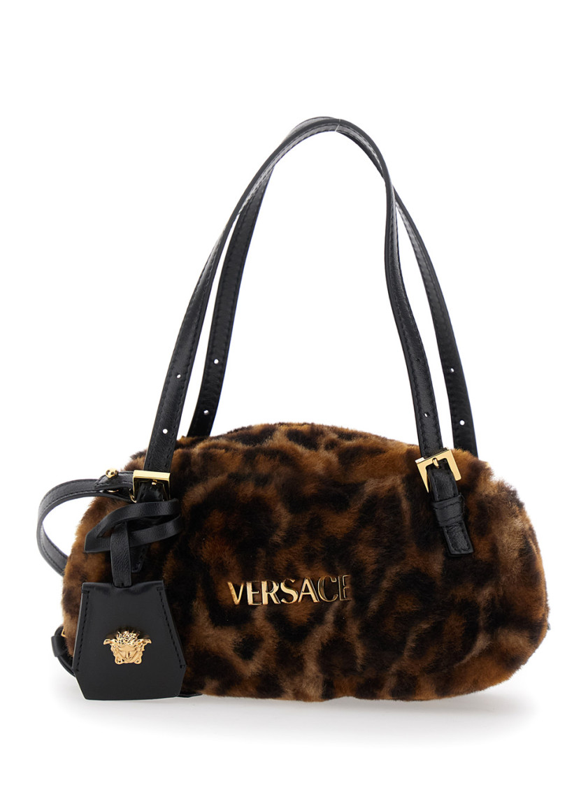 Versace Leopard Print Mini Shoulder Bag In Animal Print