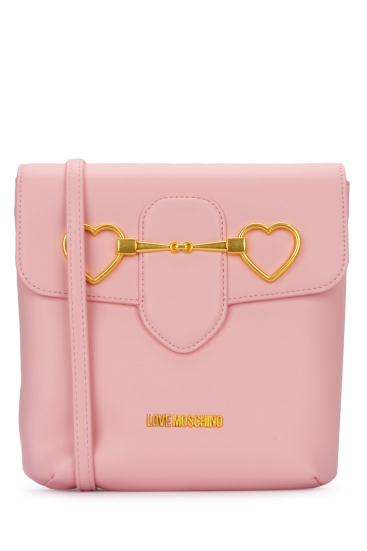 Love Moschino Light Pink Heart-plaque Crossbody Bag In Light Pink