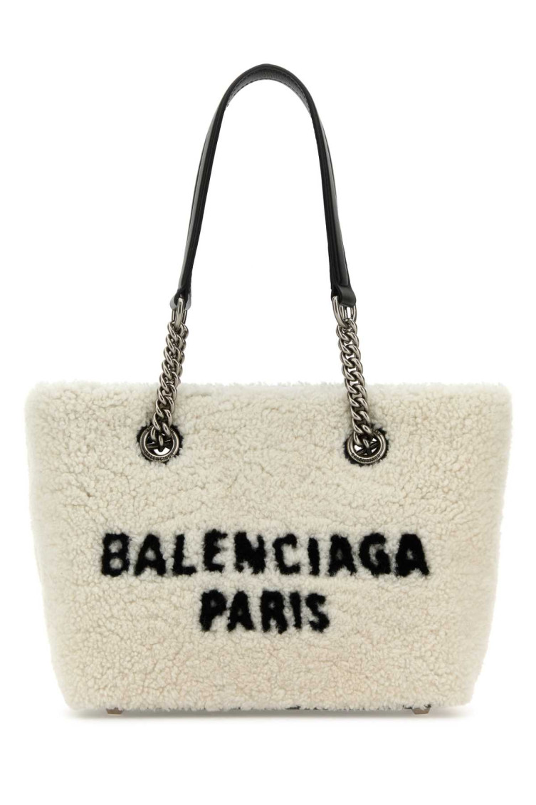 Balenciaga Women's Shearling Duty Free S Handbag In White