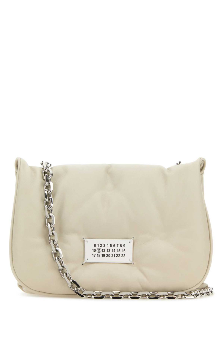 Maison Margiela Chalk Nappa Leather Small Glam Slam Flap Crossbody Bag In Neutral