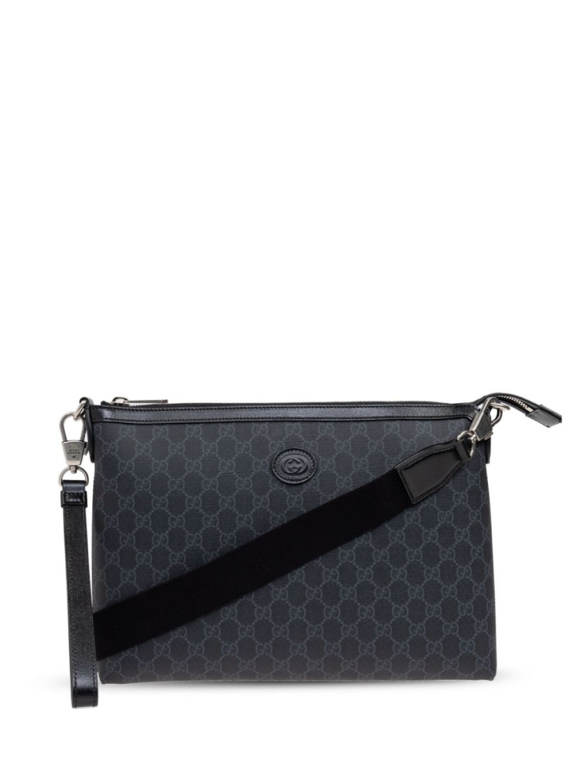 Gucci Black Gg Supreme Canvas Crossbody Bag In Black