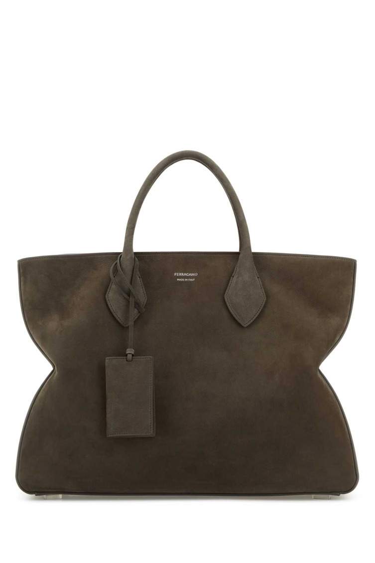 Shop Ferragamo Brown Logo Large Tote