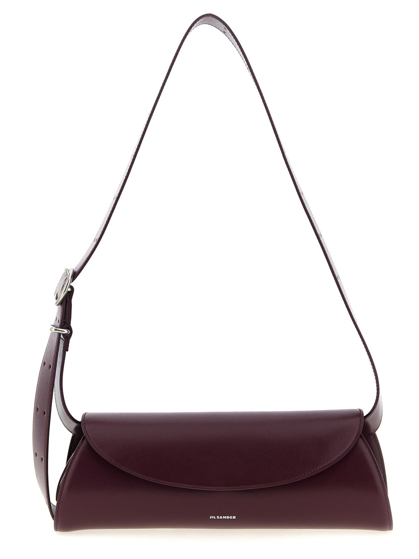 Jil Sander Maroon Cannolo Small Shoulder Bag