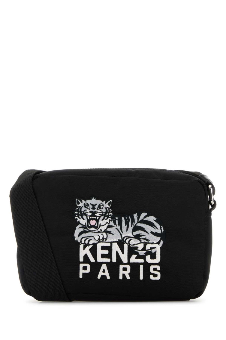Kenzo Black Happy Tiger Crossbody Bag In Black