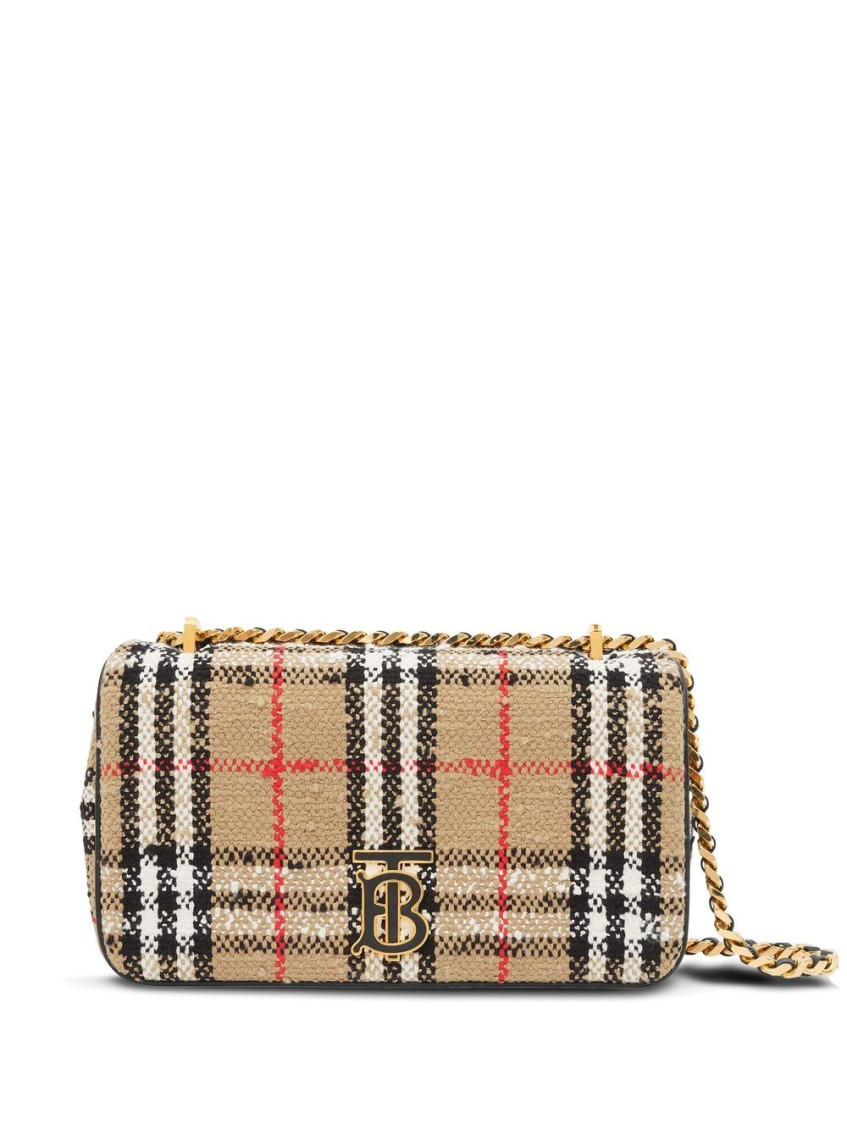 Burberry Lola Vintage-check Bouclé Shoulder Bag In Beige