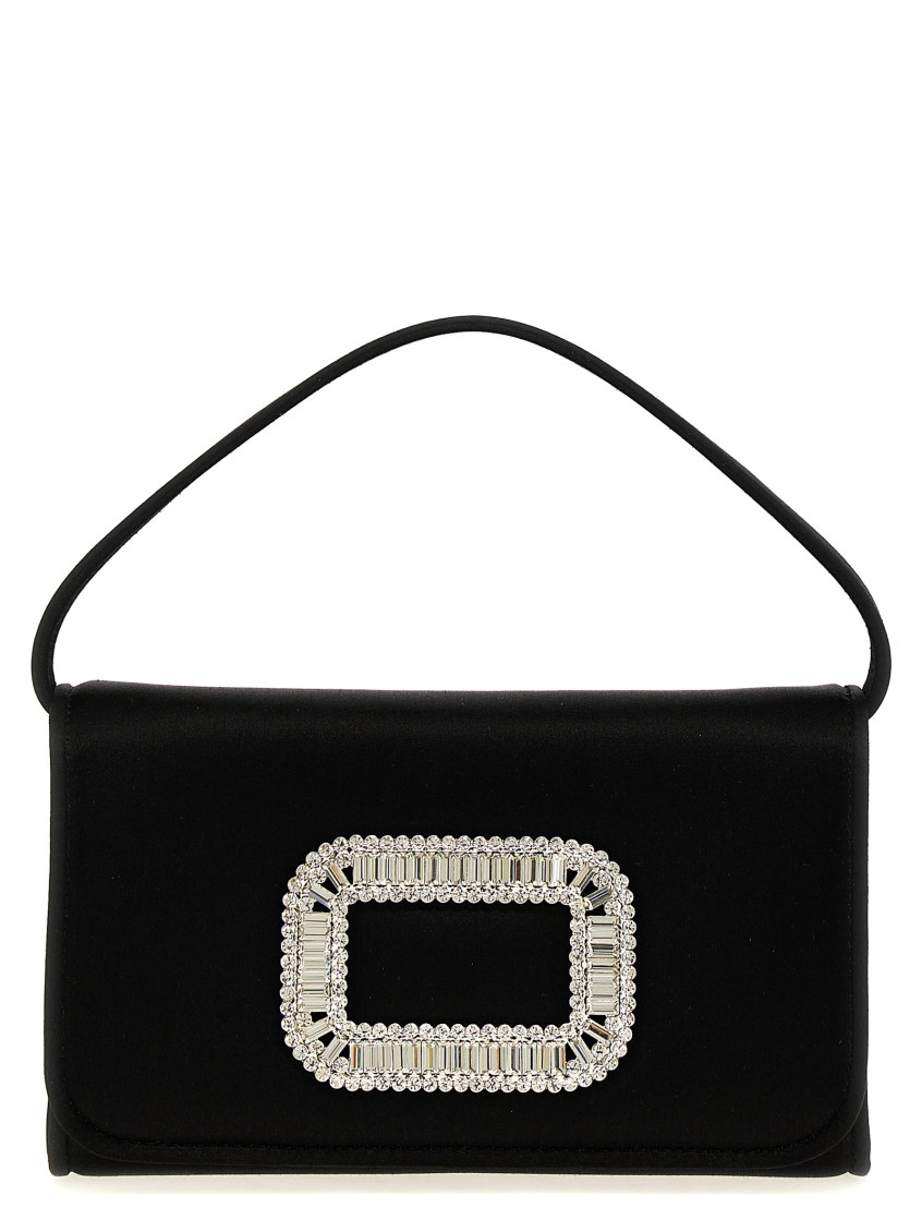 Roger Vivier Micro Pilgrim Top Handle Bag In Black