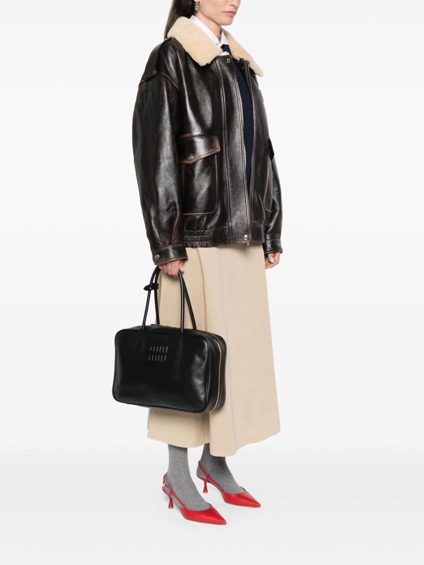 Miu Miu Black Beau Top Zip Tote for Women Online India at Darveys.com