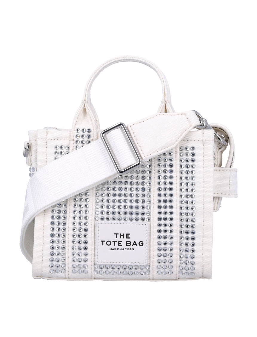 Shop Marc Jacobs White The Crystal Canvas Crossbody Tote Bag