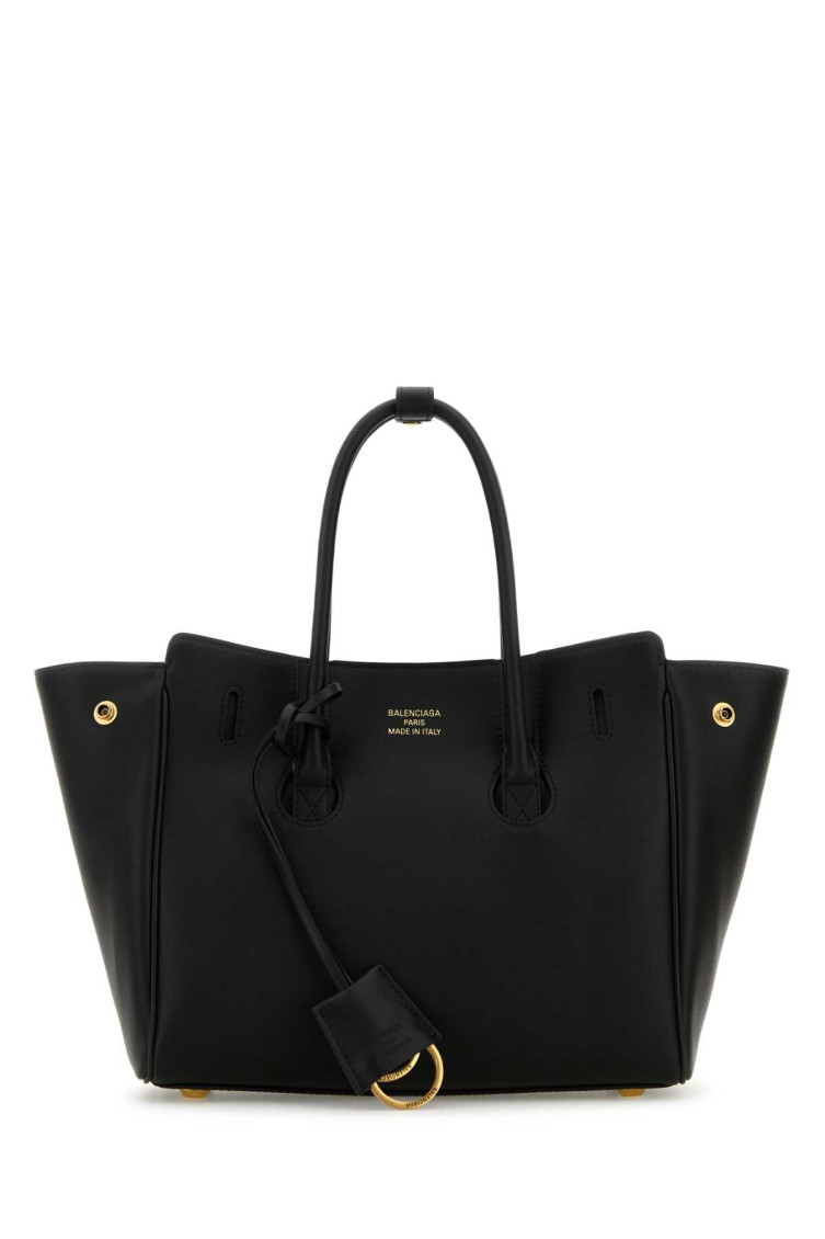 Balenciaga Women Black Leather Mini Carry All Hampton Shopping Bag In Black