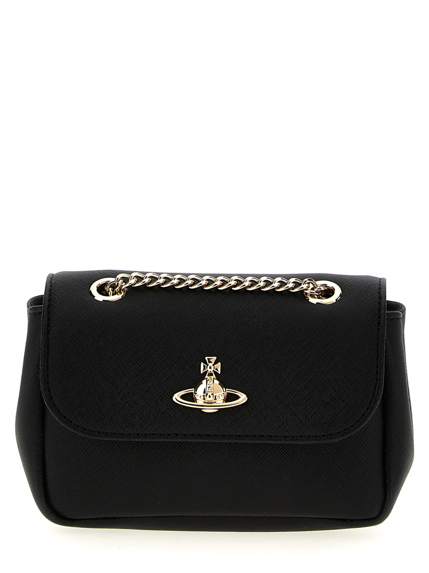 Vivienne Westwood Black Orb-plaque Shoulder Bag In Black