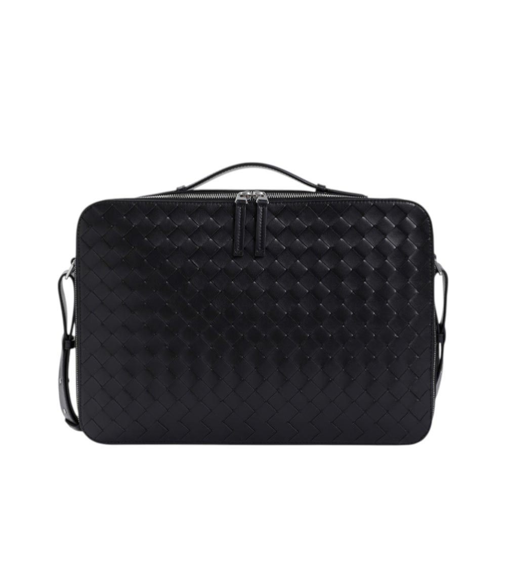 Bottega Veneta Black Getaway Slim Briefcase Bag In Black