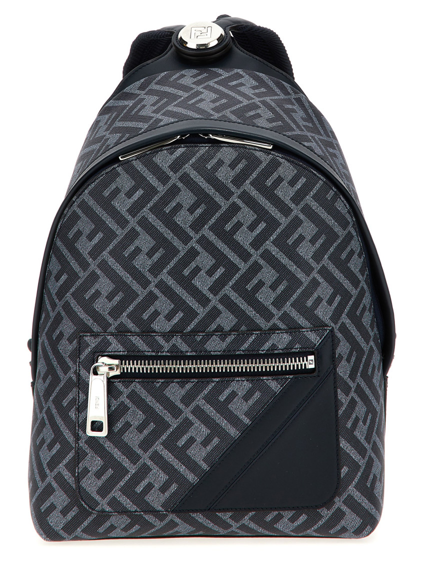 Fendi Blue Chiodo Diagonal Small Backpack In Blue