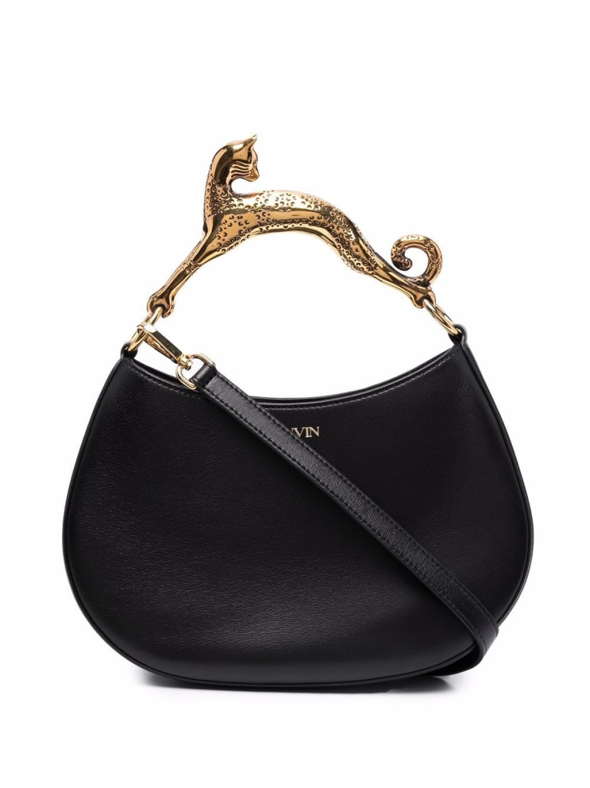 Shop Lanvin Black Embellished-handle Bag