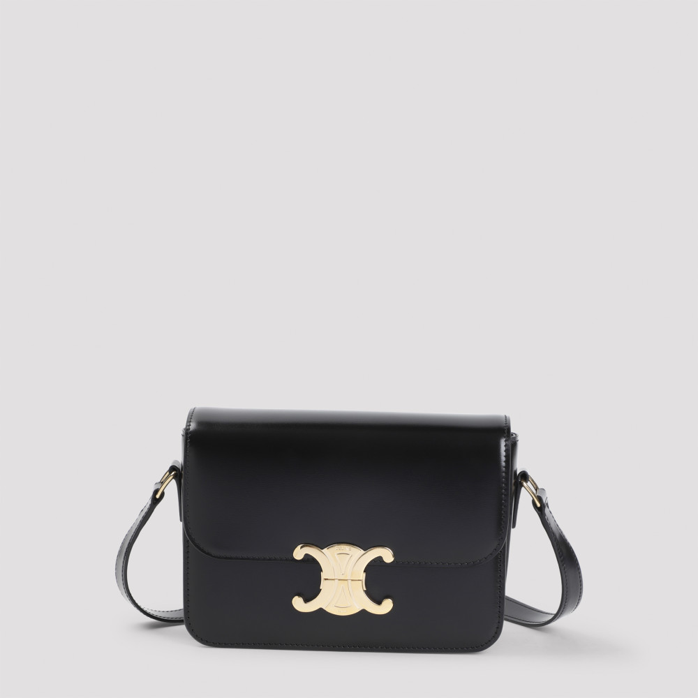 Shop Celine Black Triomphe Crossbody Bag