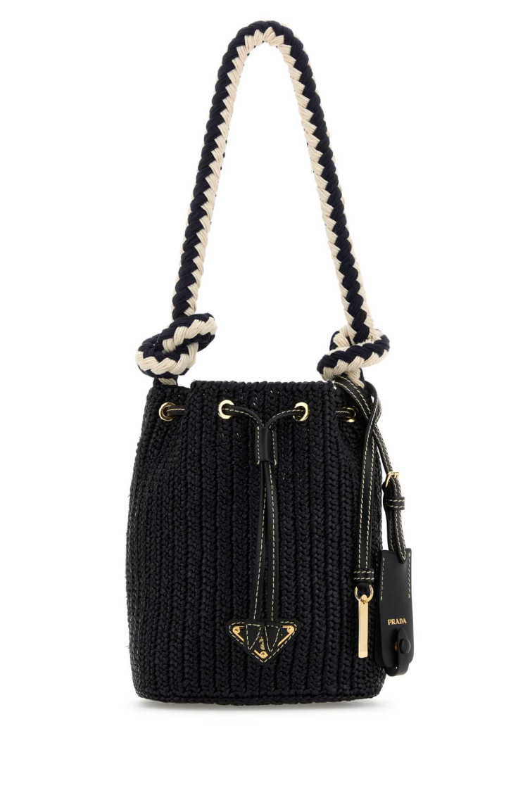 Prada Mini Bucket Bag With Braided Handle And Knitted Texture