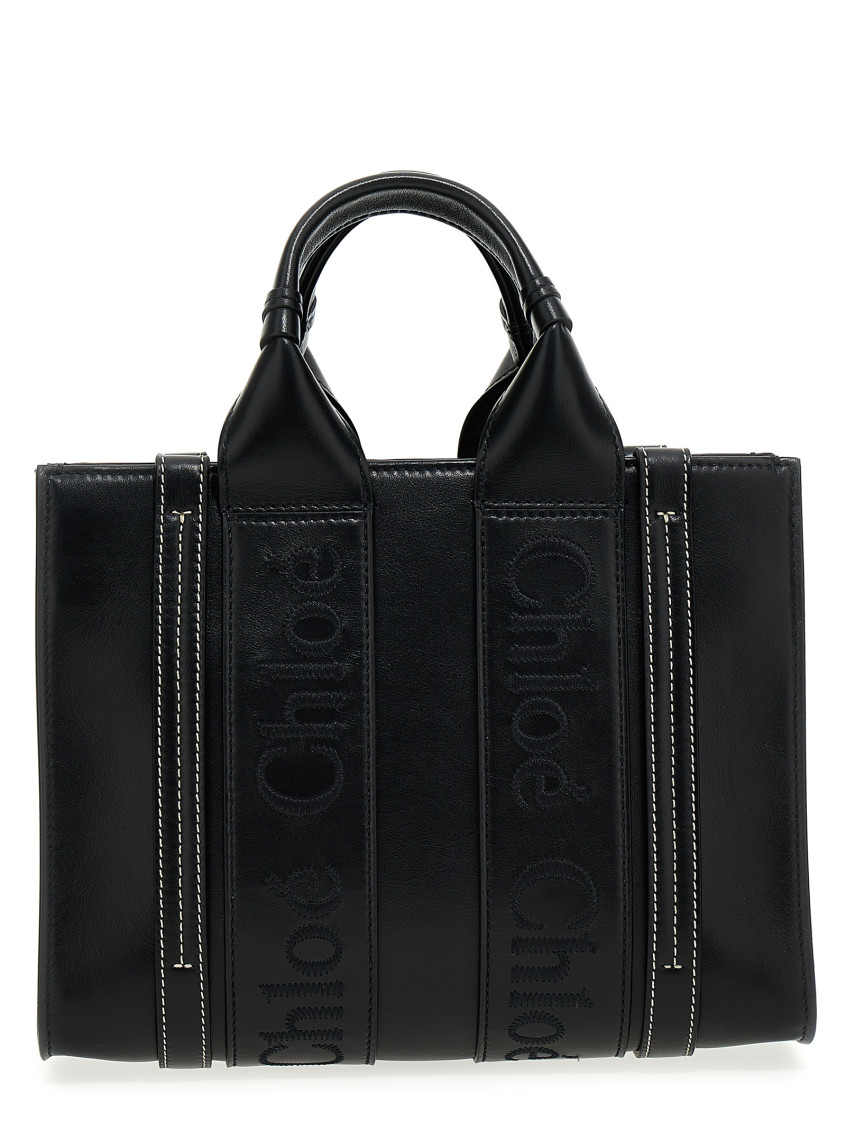 Chloé Black Woody Small Satchel Bag In Black