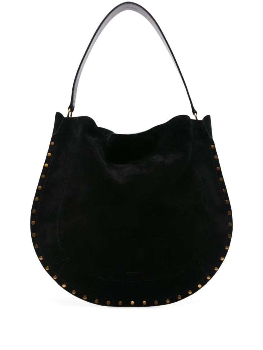 Isabel Marant Oskan Soft Medium Suede Shoulder Bag In Black