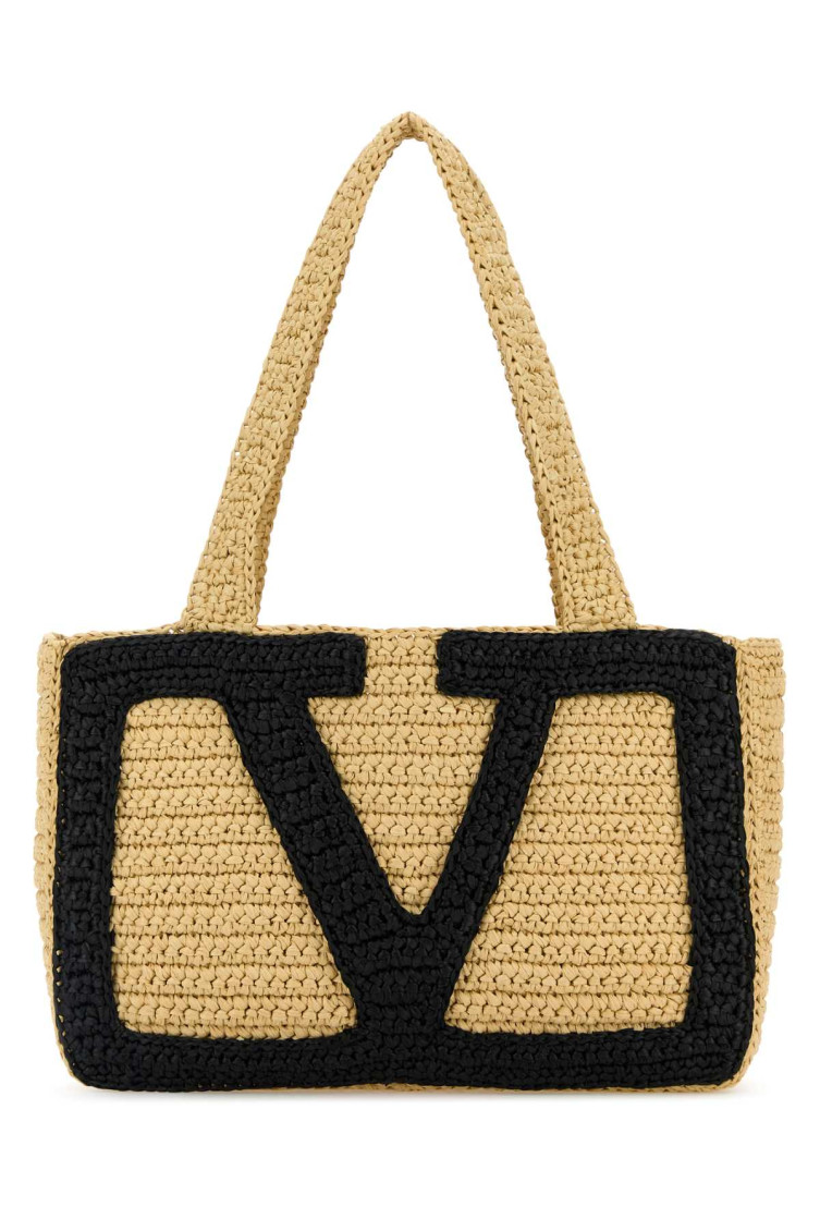 Valentino Garavani Garavani Viva Superstar Small Pouch In Synthetic Raffia Woman Natural Uni